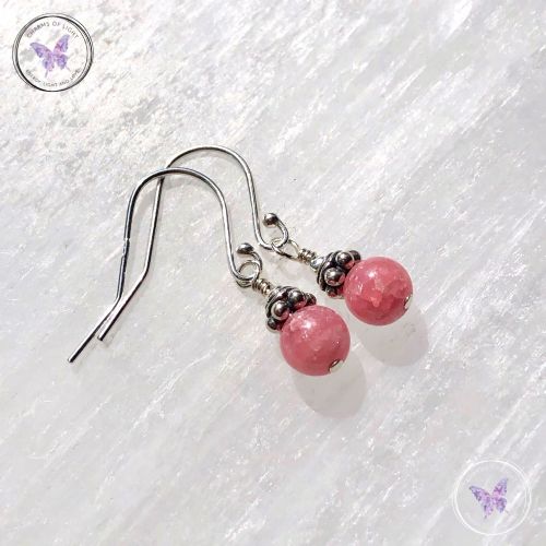 Rhodochrosite Silver Earrings